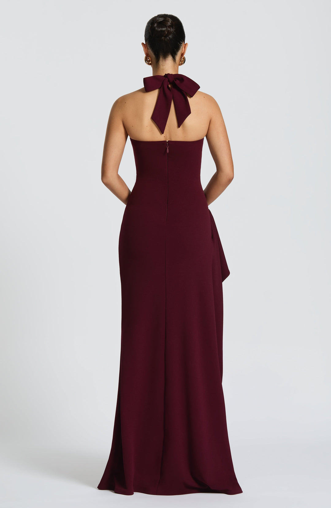 Damen Neckholder Maxi Kleid | Gerüschtes Hoher Schlitz Abendkleid