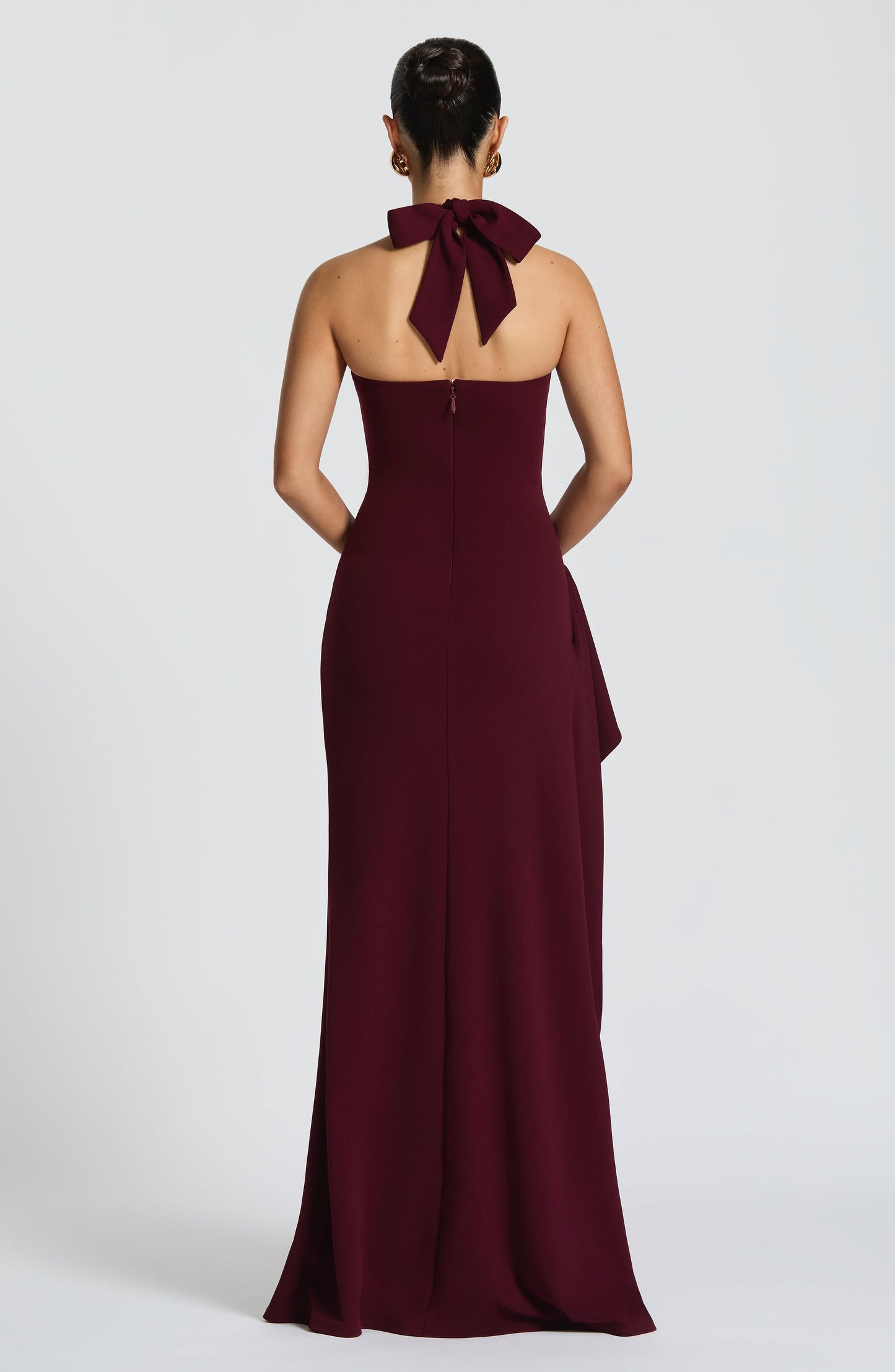 Abito Maxi da Donna con Collo | Abito Arricciato con Spacco Alto