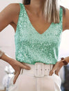 Glamouröses V-Ausschnitt Design Pailletten Top