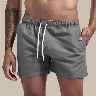 Pantaloncini da uomo con coulisse in vita, tasche laterali, sopra il ginocchio, stile casual | Monocromatici
