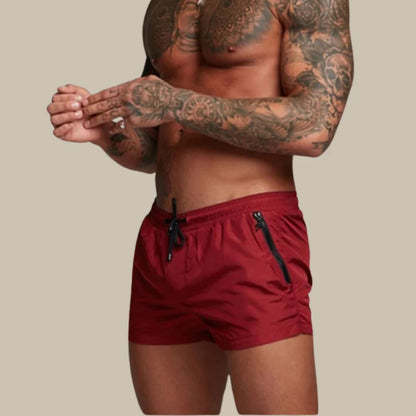 Pantaloncini da uomo con coulisse in vita, cerniera, tasche, taglio corto | Sport