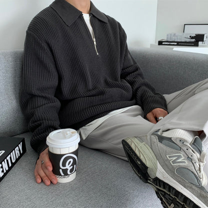 Herren-Strickpullover mit Polokragen und Halbreißverschluss – Moderner und stilvoller Look für Alltag und Freizeit3