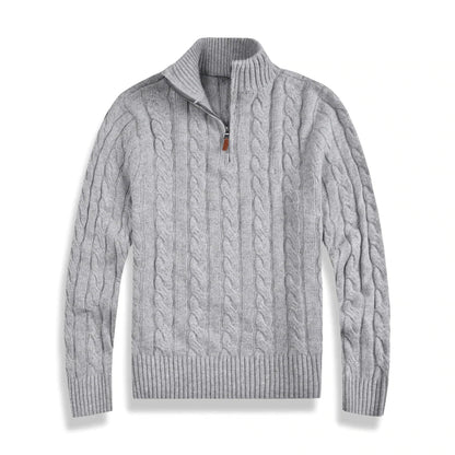 Herren-Strickpullover mit Zopfmuster und Halbreißverschluss – Klassisch und warm für Herbst und Winter2