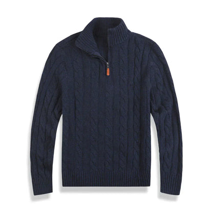 Herren-Strickpullover mit Zopfmuster und Halbreißverschluss – Klassisch und warm für Herbst und Winter1