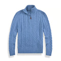 Herren-Strickpullover mit Zopfmuster und Halbreißverschluss – Klassisch und warm für Herbst und Winter