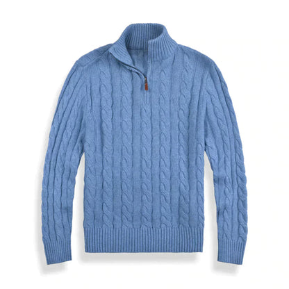 Herren-Strickpullover mit Zopfmuster und Halbreißverschluss – Klassisch und warm für Herbst und Winter