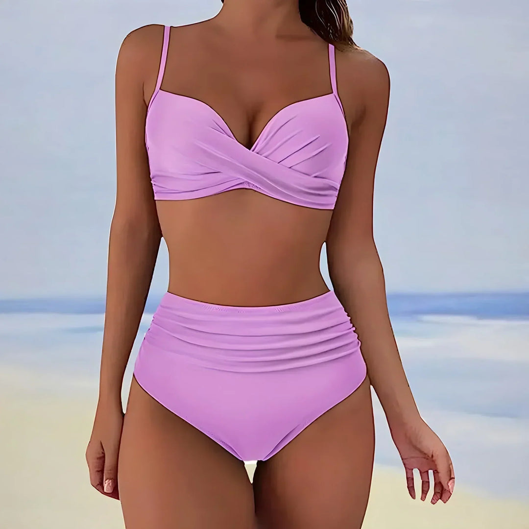 Damen Bikini Set Hohe Taille Leopardenmuster Zweiteilig Bikini | Wild