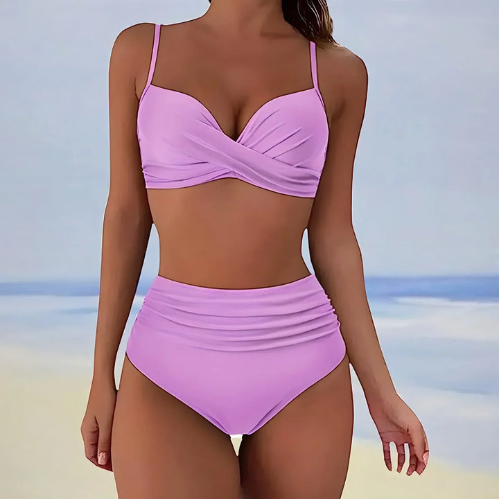 Damen Bikini Set Hohe Taille Leopardenmuster Zweiteilig Bikini | Wild