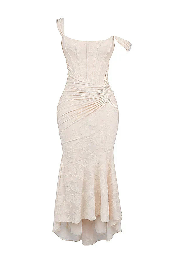 Damen Korsett Stil Midi Kleid | Gerüschtes Meerjungfrau Saum Kleid