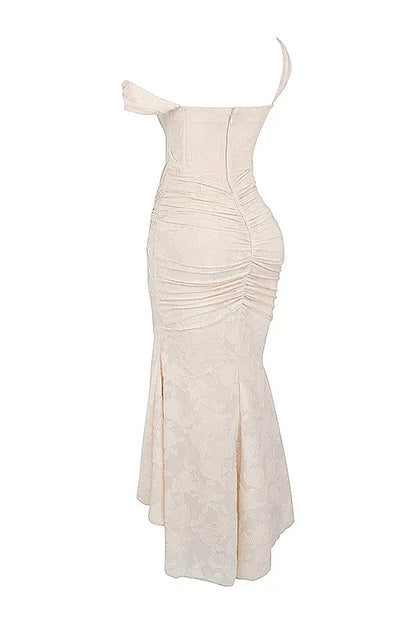 Abito Midi Donna con Corsetto | Arricciato con Orlo Asimmetrico in Stile Sirena