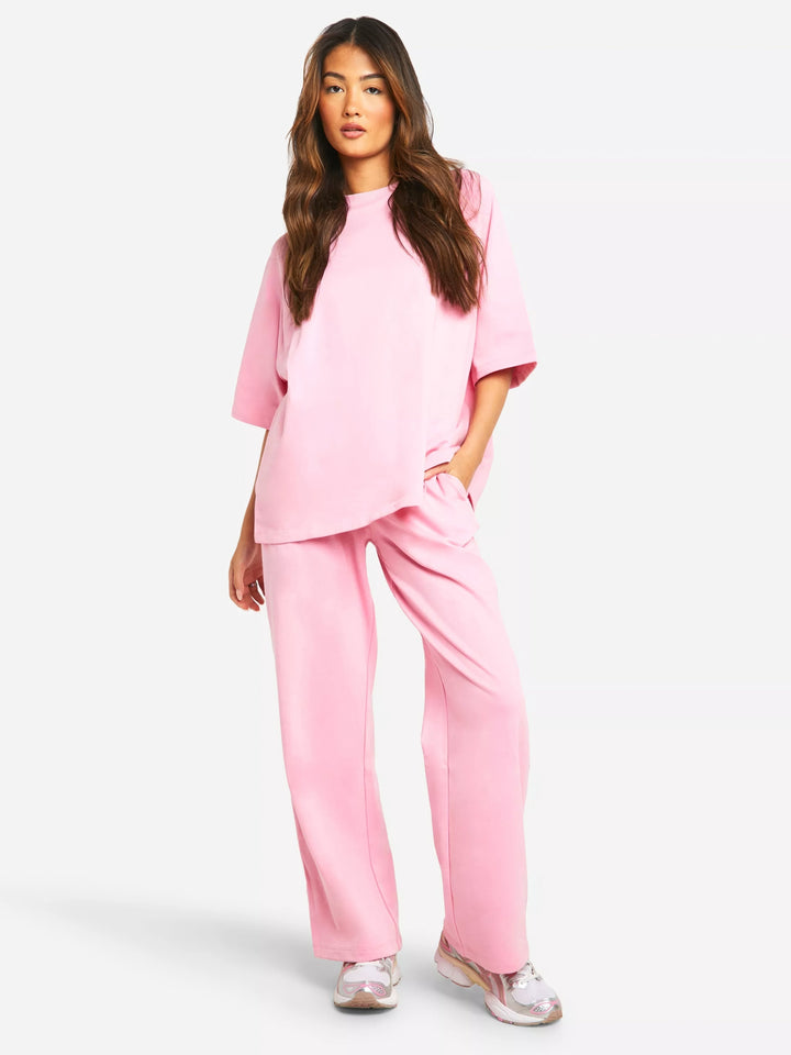 Damen Freizeit-Set | Locker Geschnittenes Oberteil und Hose mit Weitem Bein | Moderner Komfort-Look