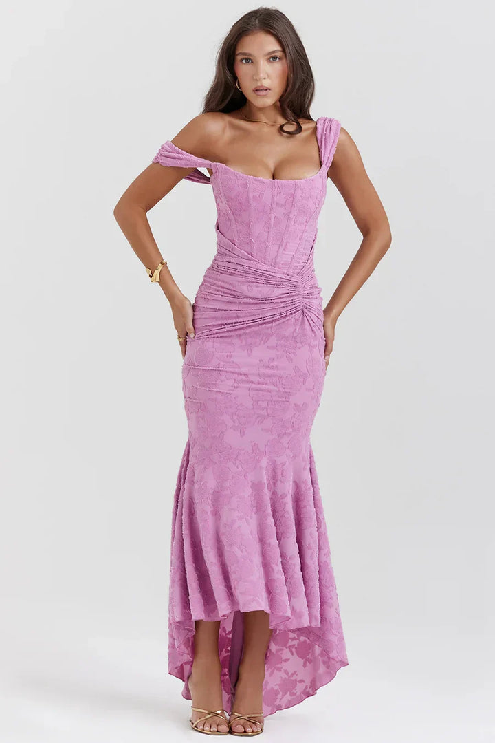 Damen Korsett Stil Midi Kleid | Gerüschtes Meerjungfrau Saum Kleid