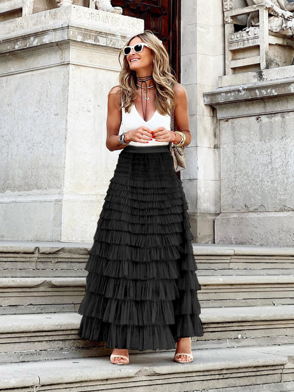 Gonna maxi a balze da donna | Volant multistrato