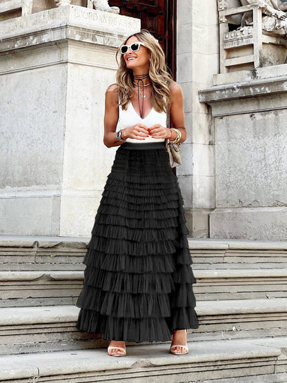 Gonna maxi a balze da donna | Volant multistrato