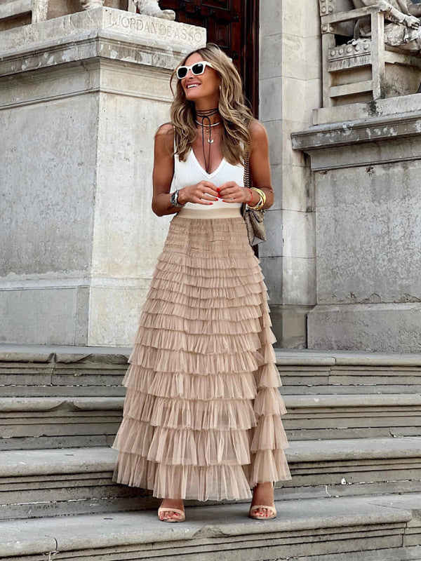 Gonna maxi a balze da donna | Volant multistrato