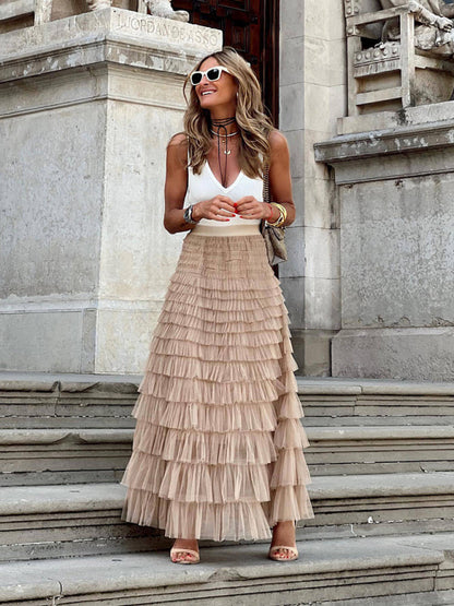 Gonna maxi a balze da donna | Volant multistrato