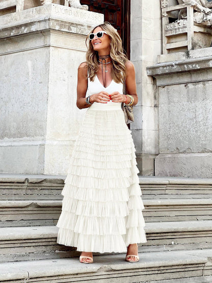 Gonna maxi a balze da donna | Volant multistrato