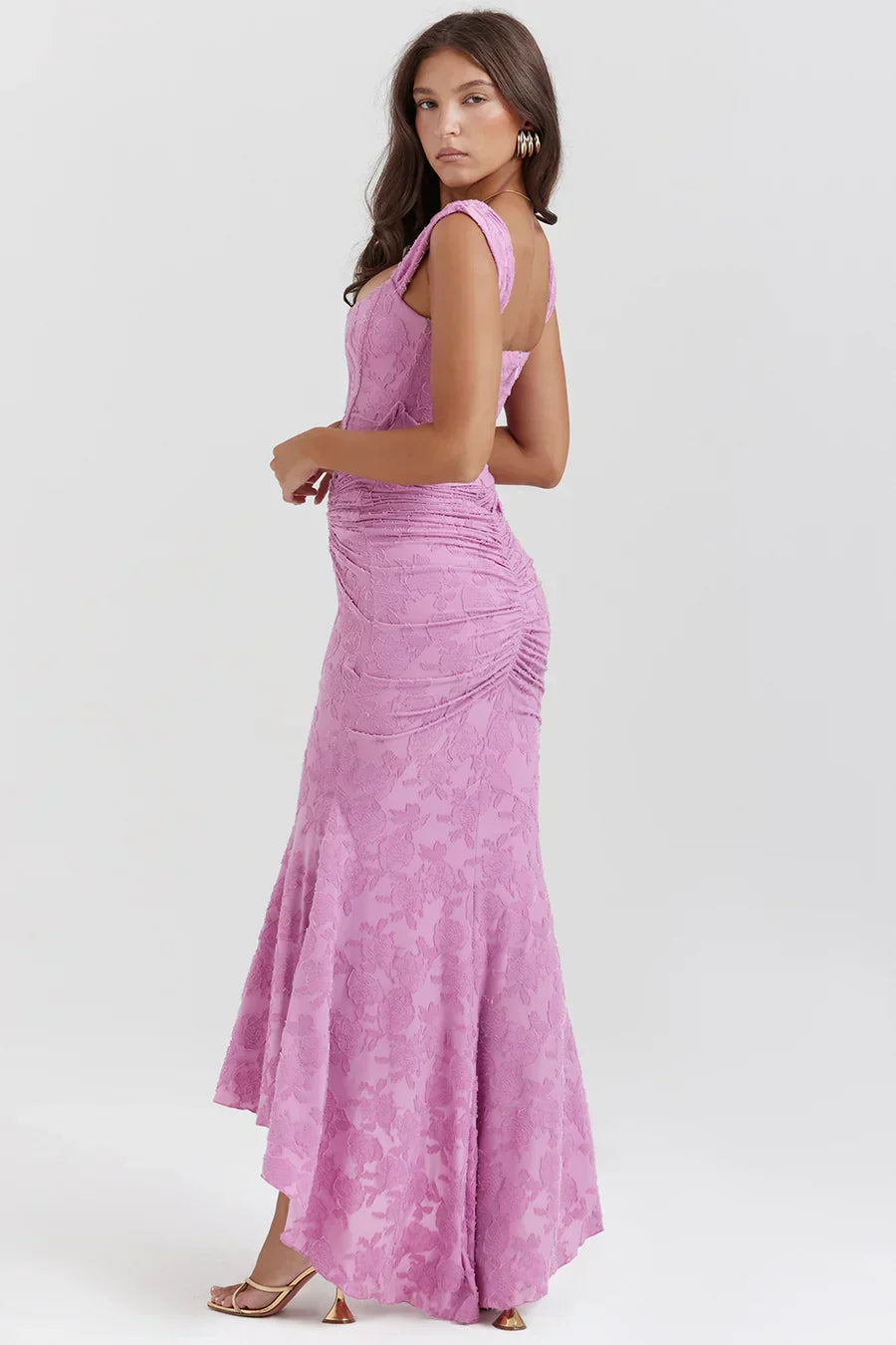 Damen Korsett Stil Midi Kleid | Gerüschtes Meerjungfrau Saum Kleid