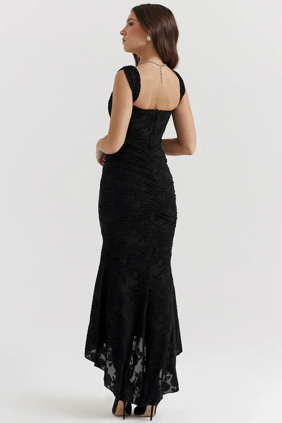 Damen Korsett Stil Midi Kleid | Gerüschtes Meerjungfrau Saum Kleid