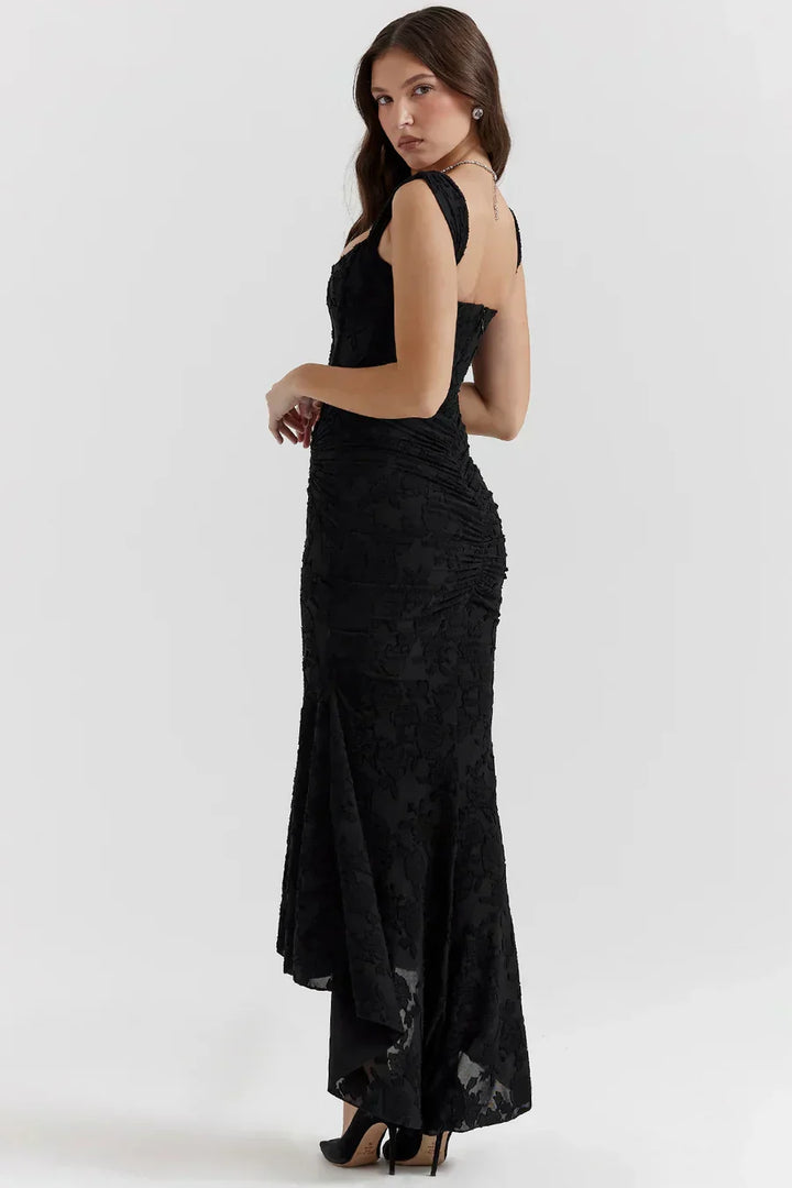 Damen Korsett Stil Midi Kleid | Gerüschtes Meerjungfrau Saum Kleid