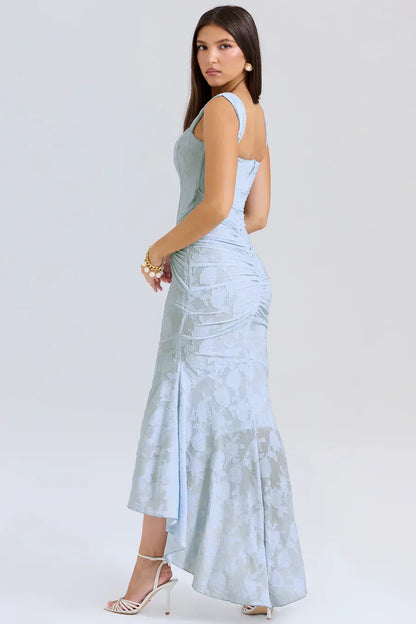 Abito Midi Donna con Corsetto | Arricciato con Orlo Asimmetrico in Stile Sirena