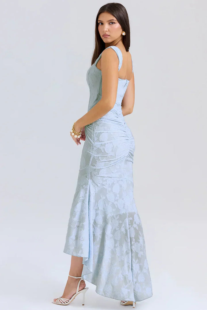Damen Korsett Stil Midi Kleid | Gerüschtes Meerjungfrau Saum Kleid