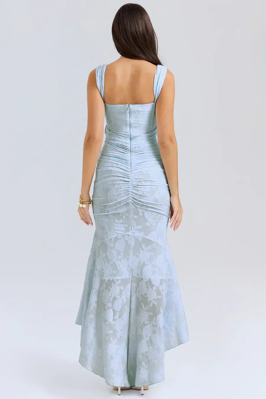 Damen Korsett Stil Midi Kleid | Gerüschtes Meerjungfrau Saum Kleid