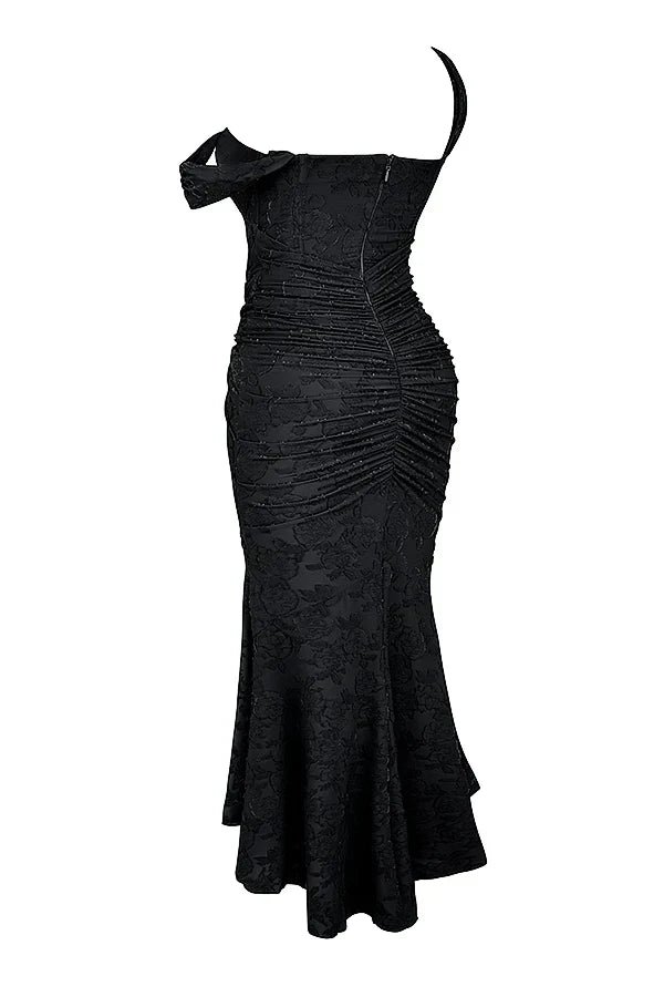 Damen Korsett Stil Midi Kleid | Gerüschtes Meerjungfrau Saum Kleid