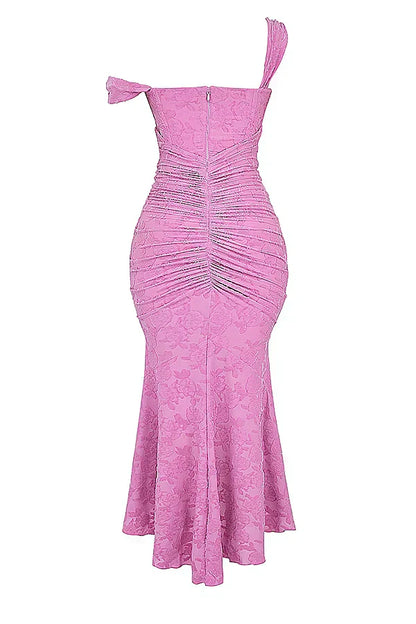 Abito Midi Donna con Corsetto | Arricciato con Orlo Asimmetrico in Stile Sirena