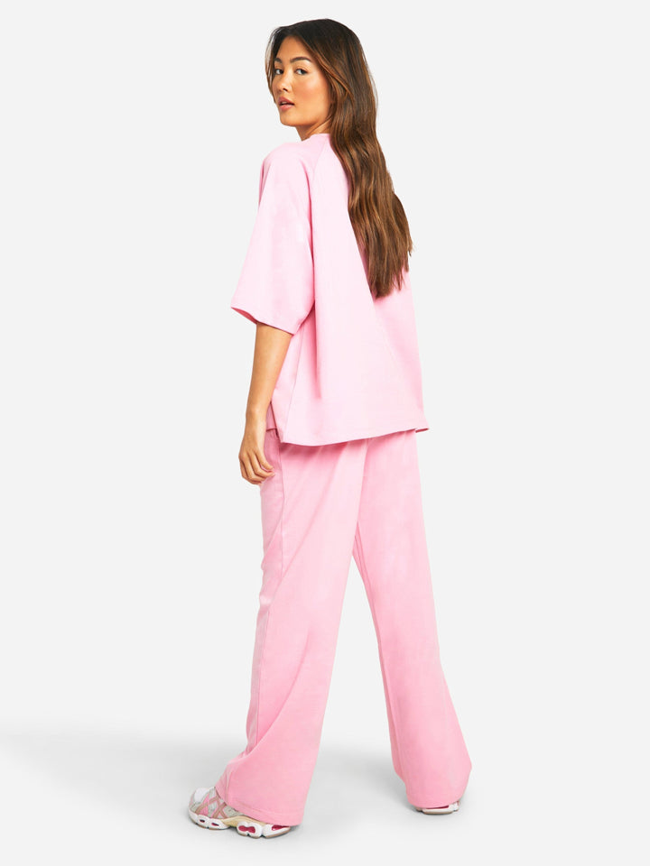 Damen Freizeit-Set | Locker Geschnittenes Oberteil und Hose mit Weitem Bein | Moderner Komfort-Look