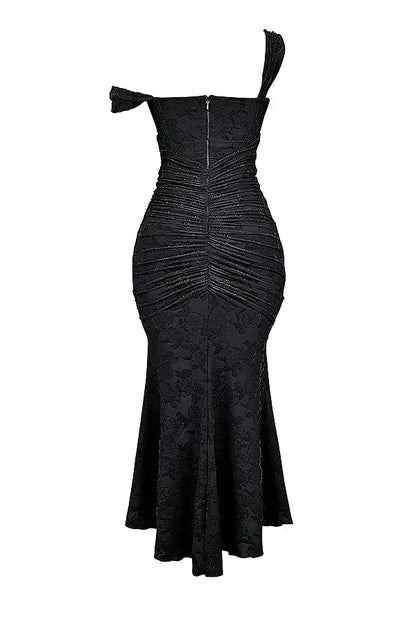 Abito Midi Donna con Corsetto | Arricciato con Orlo Asimmetrico in Stile Sirena