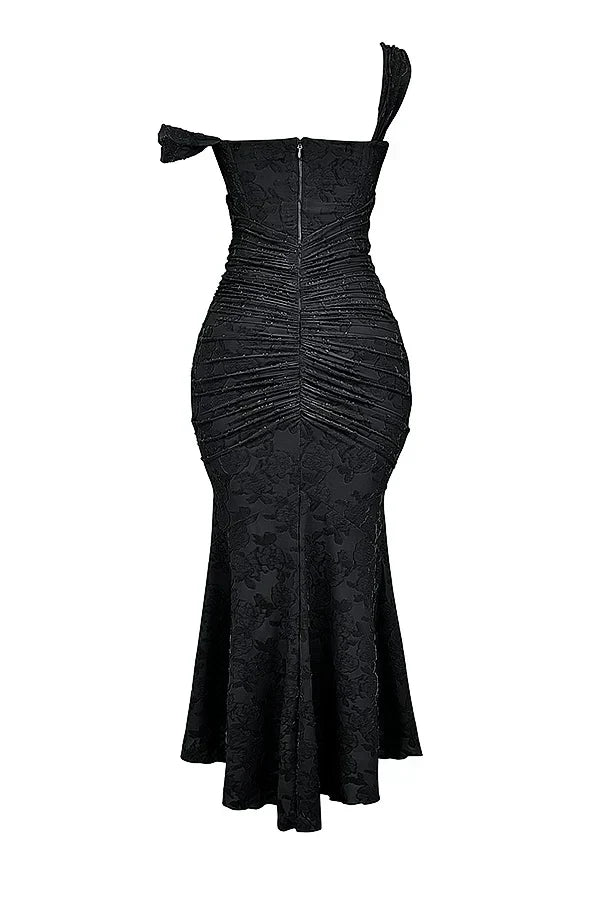 Damen Korsett Stil Midi Kleid | Gerüschtes Meerjungfrau Saum Kleid