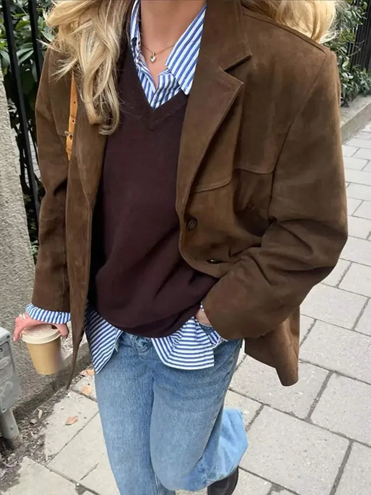Damen Knopf Jacke Kragen Langarm | Klassisch