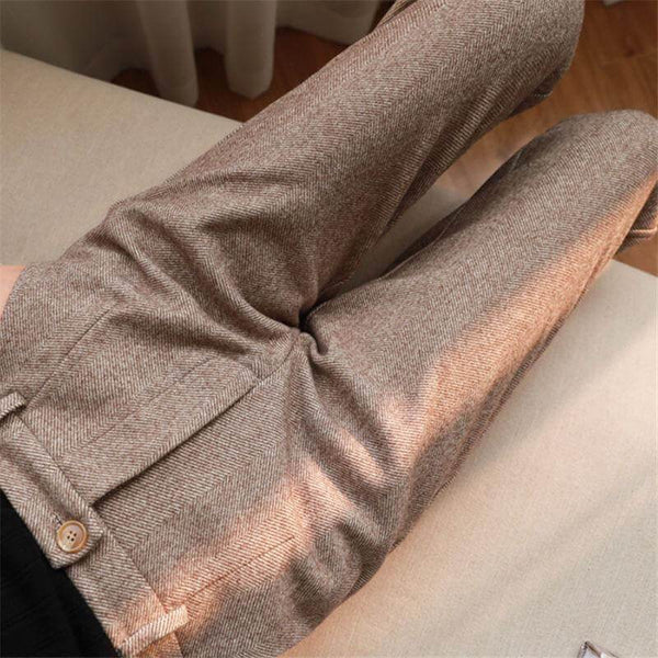 Damen Schmale Passform Hose mit Mittlerer Taille | Strukturiertes Bein