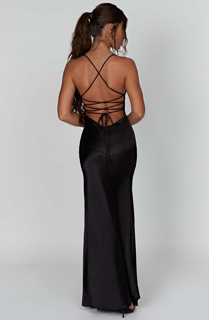 Damen Ärmelloses Spaghettiträger Schlitz Kleid | Maxi