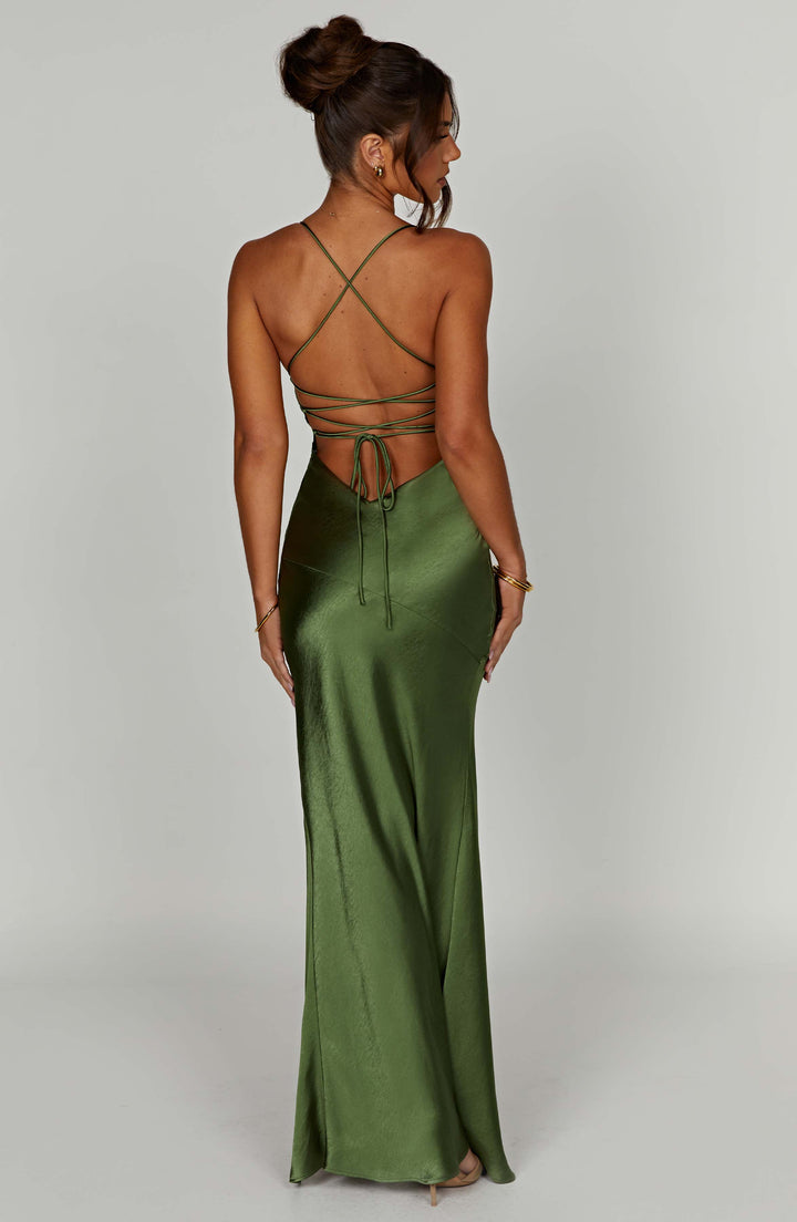 Damen Ärmelloses Spaghettiträger Schlitz Kleid | Maxi