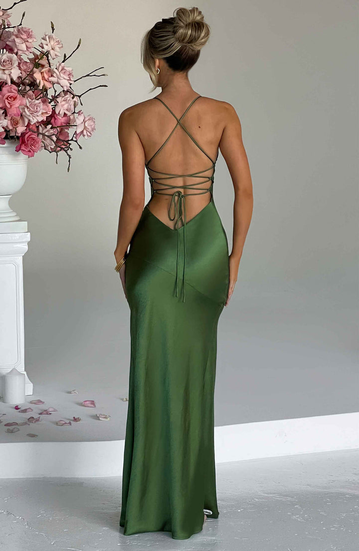 Damen Ärmelloses Spaghettiträger Schlitz Kleid | Maxi