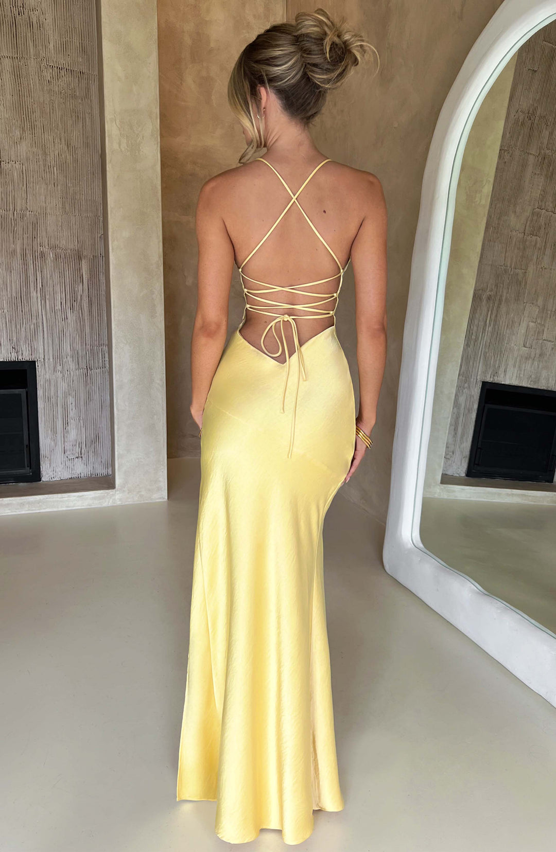 Damen Ärmelloses Spaghettiträger Schlitz Kleid | Maxi