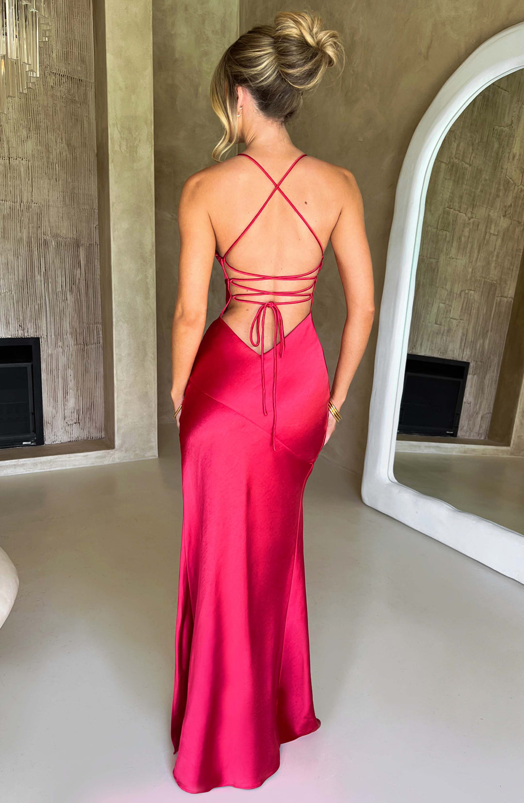 Damen Ärmelloses Spaghettiträger Schlitz Kleid | Maxi