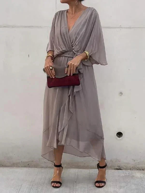 Abito lungo da donna | Effetto incrociato e scollo a V | Stile elegante per tutti i giorni