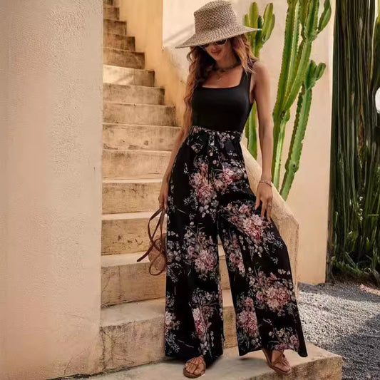 Jumpsuit für Damen ärmellos mit Blumendruck