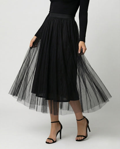 Abito midi aderente a maniche lunghe da donna | Gonna trasparente
