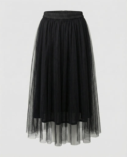 Abito midi aderente a maniche lunghe da donna | Gonna trasparente