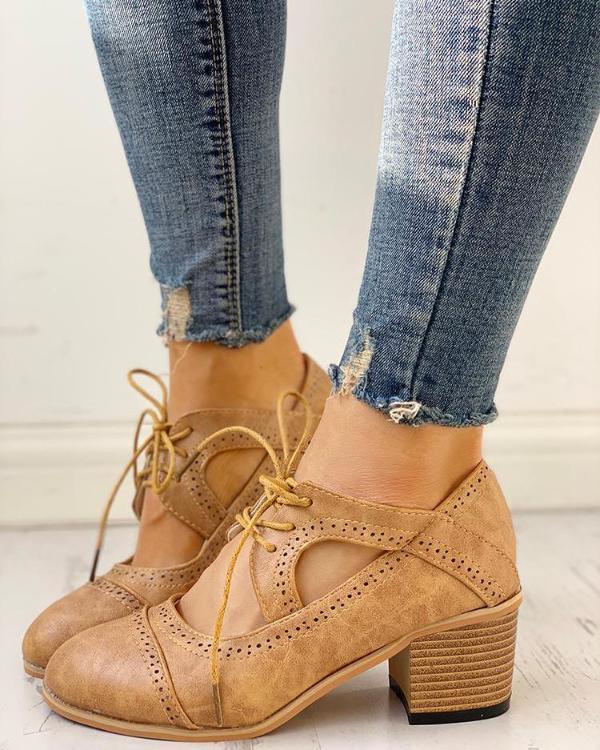 Damen Cut-Out Schuhe mit Schnürung | Klassisch