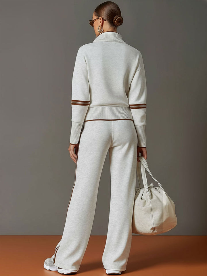 Clara | Women's Relaxed Wide Leg Trousers and Blouse Two-Piece Set