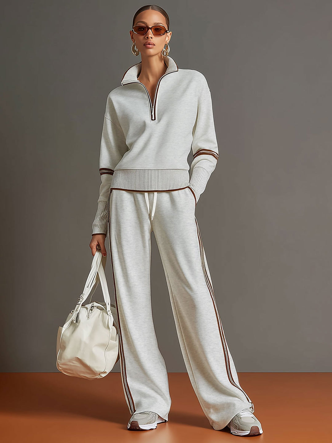 Clara | Women's Relaxed Wide Leg Trousers and Blouse Two-Piece Set