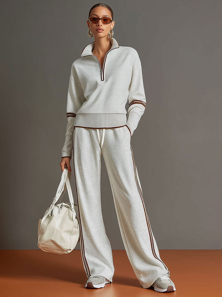 Clara | Women's Relaxed Wide Leg Trousers and Blouse Two-Piece Set
