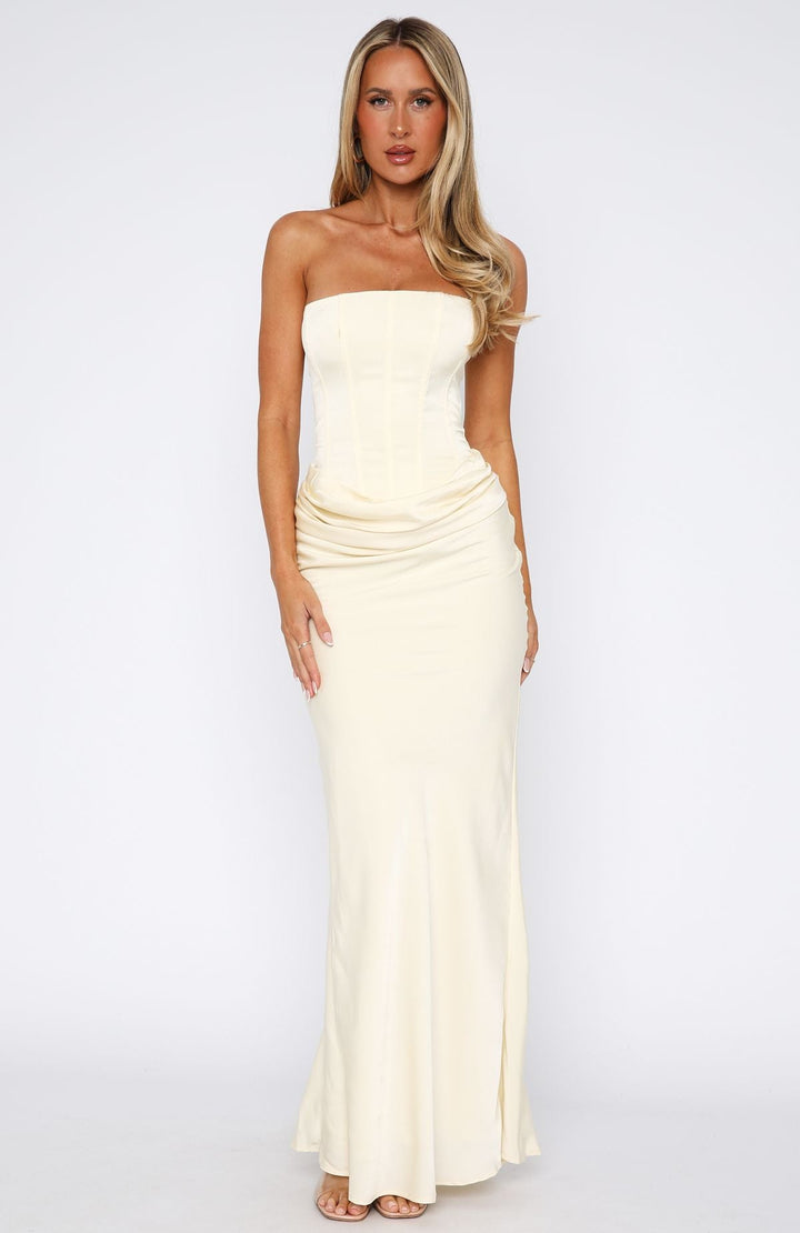 Damen Trägerloses Maxikleid Mit Raffdetails | Raffungen