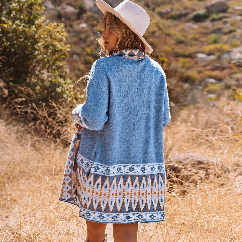 Lange Strickjacke Damen Boho Style