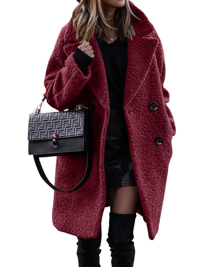 Lange Teddyfleece-Mantel
